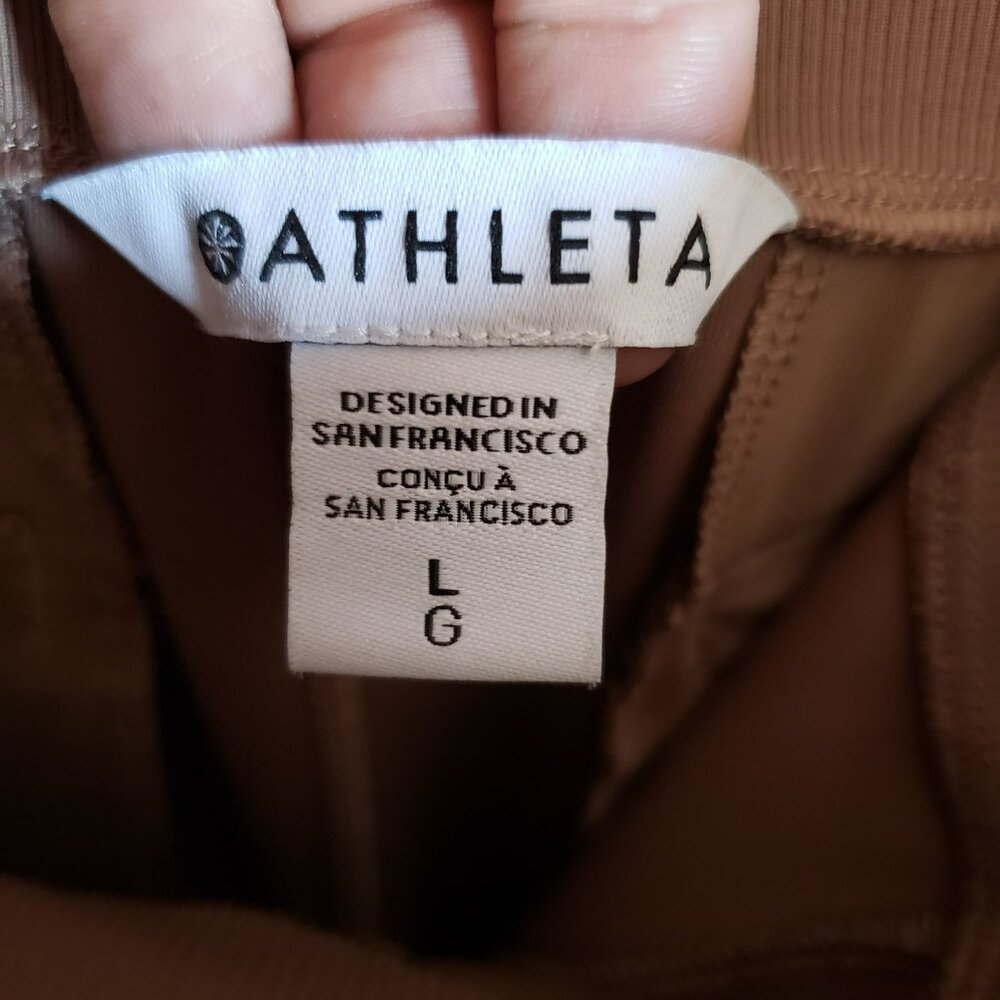 Athleta Brown Wide Leg Pants with White Stripe - Picture 5 of 14